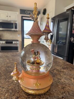 Disney Pink and Gold Castle Snow Globe Featuring Mickey & Minnie LE ONLY 750 avl